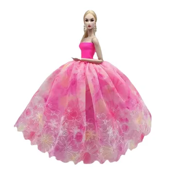 1:6 Kvetinový Multi Layer Čipky Elegantné Svadobné Šaty pre Bábiku Barbie Oblečenie, Oblečenie 1/6 BJD domček pre bábiky Príslušenstvo Princezná Šaty Hračka