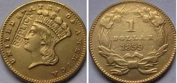 $1 ZLATO 1859 kópie mincí