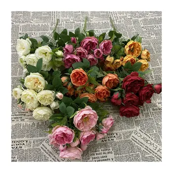 10 Hláv Umelé Pivónia Banda Veľké Čajové Ruže Kytice Camellia Hodváb Falošné Kvet Flores DIY Domáce Záhrady, Svadobné Dekorácie
