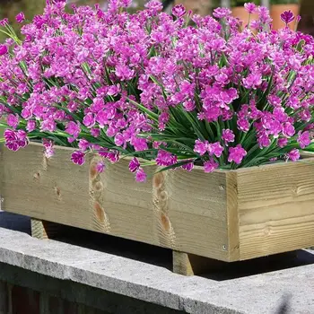 10 Zväzkov Umelé Kvety Vonkajšie Vnútorné pre Dekorácie, UV žiareniu, Odolné Č Fade Faux Plastové Rastliny, Záhrada, Veranda Okno Dekor 3