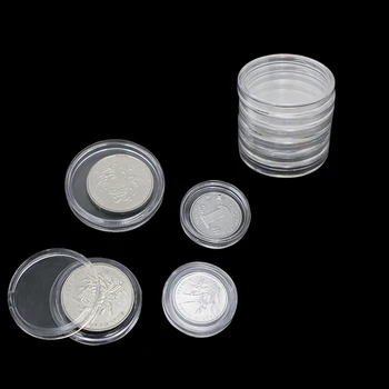 10pcs Priehľadného Plastu Zbieranie Mince Box Mince Skladovanie Kapsule Ochrana Krabíc Kolo Mince Úložný Box Zber Dodávky