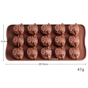 15 Otvory Zábavné Ošípaných Tvarované Silikónové Mydlo Candy Fondant Čokoláda Kuchyňa Plesne Silikónové Čokoládové Cookies Tortu DIY Plesní 2