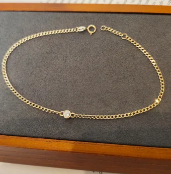 18K Pevné Žltá Reálne Zlaté Šperky(AU750) Ženy Dizajnér INY Jednoduché Reťazca Osobné Módne Svadobné Diamantový Náramok