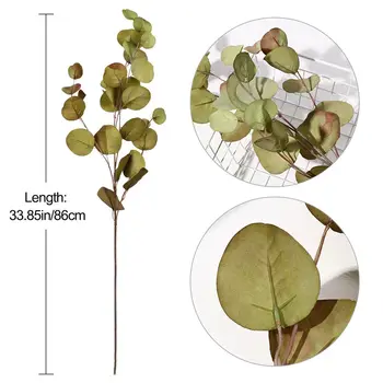 1PC Cake Decor Umelé Listy Eukalyptu Realisticky Apple Leaf Simulácia Rastliny Kvetinový Aranžmán Nordic Štýl Home Decor 4