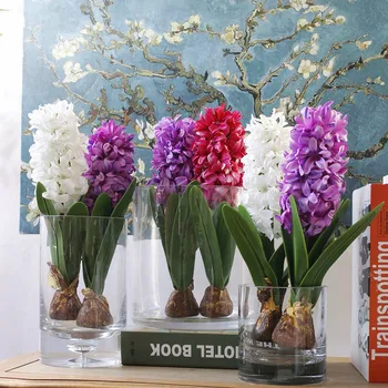 1PC Umelého Hodvábu Kvet Falošné Hyacint s Žiarovka Domov Záhradný Stôl Dekorácie