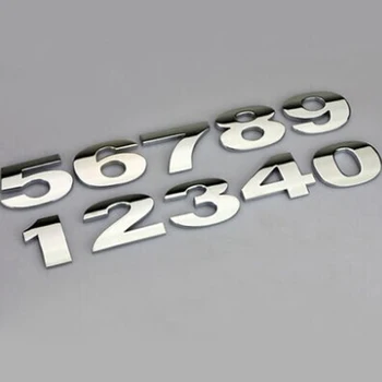 1pcs auto styling 3D kovové Písmená znak Digitálny Obrázok Číslo Chrome DIY Auto Samolepky silver black Auto, tvarovanie kovov nálepky