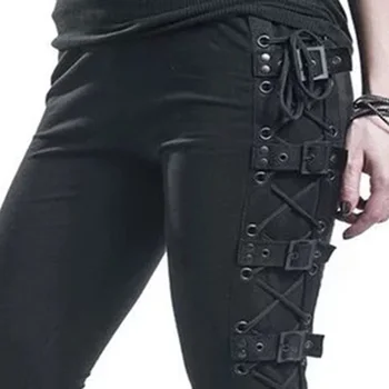 2020 Bežné Cargo Nohavice Ženy Pracky Gotický Punk Rock Tmavo Čierne Pantalons Vysoký Pás Nohavice Plus Veľkosť Nohavice S-5XL Kvapka Loď