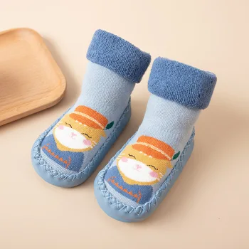 2021 New Cute Baby Ponožky S Gumovou Podrážkou Dieťa Ponožka Novorodenca Jeseň Zima Deti Poschodí Ponožky Topánky Anti Slip Mäkké Jediným Ponožka