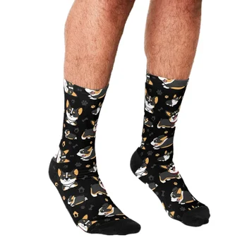 2021 Zábavné pánske ponožky Roztomilý Žlté Dieťa Mačka Vzor Vytlačené hip hop Muži Radi roztomilé Ponožky chlapcov street štýl Crazy Ponožky pre mužov