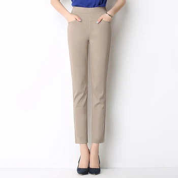 2021 dámske oblečenie, módne bežné dlhé nohavice ženy vysoký pás úsek slim nohavice 663329-517