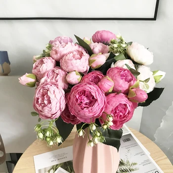 2022 Krásne Ruže, Pivónia Umelého Hodvábu Kvetov Malé kytice flores Home Party Jar Svadobné Dekorácie Falošné Kvet