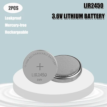 2pc 3.6 V LIR2450 Nabíjateľné Batérie 120mAh 500 Krát Lítiová gombíková batéria Tlačidlo Batérie Vymeniť CR2450 Vysoká Kvalita Nové
