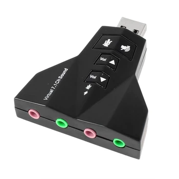 3,5 mm Konektor USB 2.0 3D Virtuálny Zvuk Zvuková Karta Adaptéra 7.1 CH