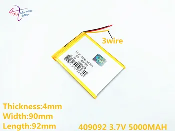 3 riadok Veľkosť 409092 409095 3,7 V 5000MAH Lítium-polymérová Batéria S Ochranou Rada Pre GPS Tablet PC Digitálne Produkty