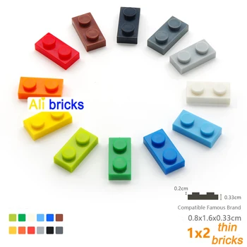 300pcs DIY Stavebné Bloky Tenké Údaje Tehly 1x2 Bodky 12Color Vzdelávacie Veľkosťou Kompatibilné S 3023 Hračky pre Deti,