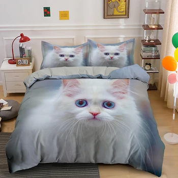 3D Mačky domáce Zvieratá posteľná bielizeň Nastaviť Luxusné Zvierat Perinu s obliečka na Vankúš Kráľovná King Size Deti Posteľná Bielizeň Nastavuje Vlastné Tlač Vzor