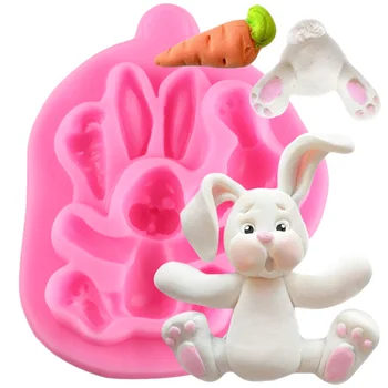 3D Rabbit Veľkonočný Zajačik Silikónové Formy Fondant Tortu Formy Cupcake Nástroje Confeitaria Kuchynské Doplnky