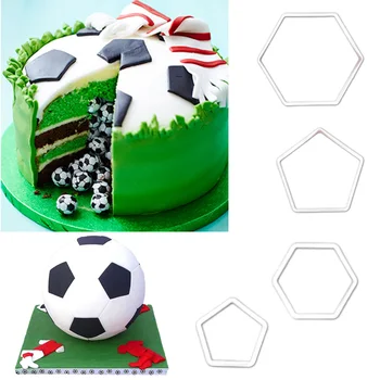 4Pcs Futbal Tvar Cookie Cutter Zákazku Vytlačené Fondant Sušienky Fréza Čokolády Formy pre Kuchyňa Cake Zdobenie Nástroje