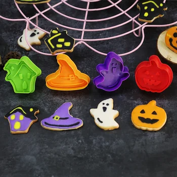 4Pcs/Set Halloween Tekvica Ghost Tému Vianočné tematikou súbory Cookie Cutter Nástroje Tortu Cookie Formy Sugarcraft Fondant Zdobenie