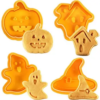 4Pcs/Set Tortu Biscuit Formy Halloween Cookie Frézy Cukrovej Pasty Bochník Cookie Piest Fondant Cookie Cutter Nástroj na Formy na Pečenie 0