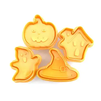 4Pcs/Set Tortu Biscuit Formy Halloween Cookie Frézy Cukrovej Pasty Bochník Cookie Piest Fondant Cookie Cutter Nástroj na Formy na Pečenie 1