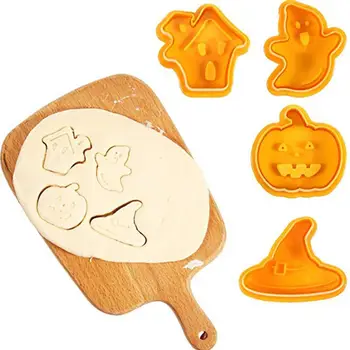 4Pcs/Set Tortu Biscuit Formy Halloween Cookie Frézy Cukrovej Pasty Bochník Cookie Piest Fondant Cookie Cutter Nástroj na Formy na Pečenie 4