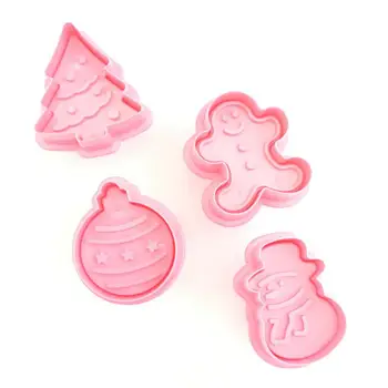 4pcs Cookie Pečiatka Biscuit Formy 3D Piest Fréza DIY Pečenie Plesne Gingerbread House Vianočné Cookie Nože Kuchynské Doplnky