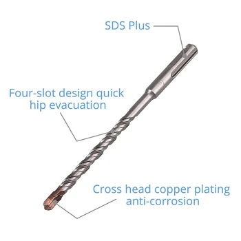 7 Ks SDS Plus Kladivo Drill Bit Nastavený, (4-Flauta) pre Konkrétne Tehlový Blok Kameňa, Muriva a Žula