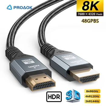 8K Kompatibilný s HDMI Kábel ako hdmi2.1-Kompatibilné 48Gbps Ultra HD Podporuje 8K 60Hz 4K 120Hz HDR eARC Kompatibilný s PC, Soundbar, TV