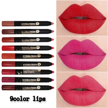9 Farba Matný Nahé Lip Make-Up, Rúž, Ceruzka Nepremokavé Dlhotrvajúci Odtieň Sexy Červené Pery Stick Krásy Matné Fólie Pero Rúž