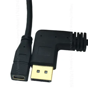 90 Stupňov Pravý Uhol DisplayPort Muž na Mini DisplayPort Ženské Video Kábel Adaptéra - M/F DP na Mini DP 0,3 m