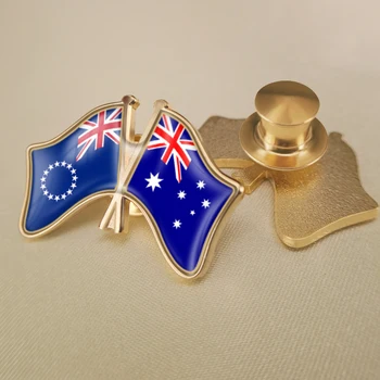 Austrália a Cookove Ostrovy Prešiel Dvakrát Priateľstvo Vlajky Brošňa Odznaky Preklopke Kolíky 1
