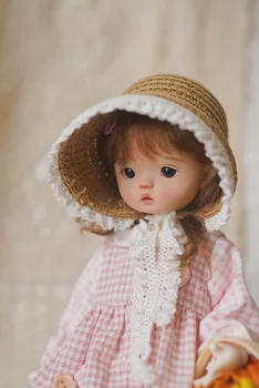 BJD bábika hat je vhodný pre 1-3 1-4 1-6 veľkosť tkané slamený klobúk, klobúk bábika príslušenstvo 1