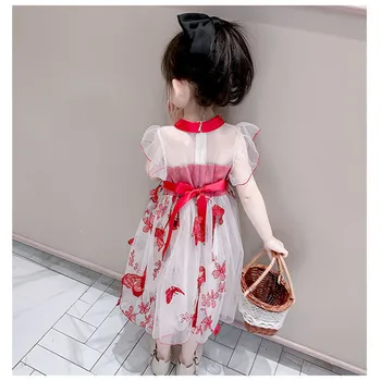 Baby Dievčatá Vyšívané Hanfu Bowknot Šaty 2022 New Princess Fairy Oka Šaty pre detské Oblečenie