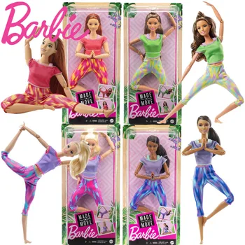 Barbie Vyrobené Presunúť Bábika Gymnastika Jogy Tanečník Bábiky s 22 Pružné Kĺby Športové Bábiky Princezná Vianoce, Narodeniny Hračka FTG80