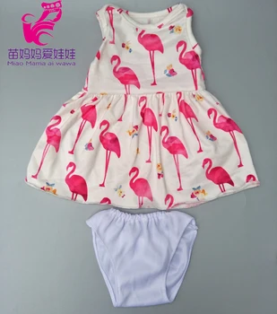 Bábika Oblečenie pre 43 cm Baby Doll Flamingo Vzor Šaty Base Nohavice pre 18