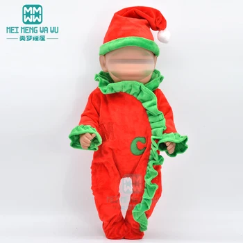 Bábika oblečenie pre 43 cm new born bábiku príslušenstvo vysokej kvality super mäkké červené detské vianočné plazenie oblečenie + klobúk