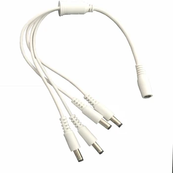 CCTV 5.5X2.1 mm DC digital power splitter predlžovací kábel kábel 1 žena na 4 male vysoko kvalitné biele