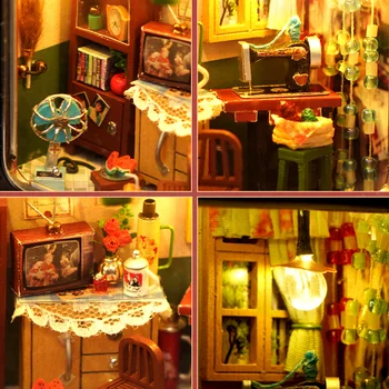 CUTEBEE DIY domček pre bábiky Retro Box Divadlo Miniatúrne Doll House Nábytok Súprava S LED Svetlo, Hračky pre Deti, Hračky Narodeninám