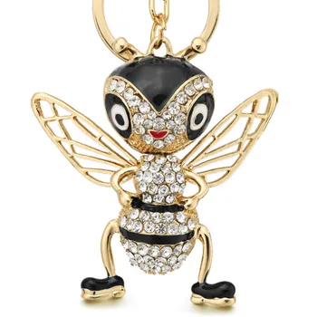 Crystal Bee Keychains Keyrings Smalt Trinket Tvorivé Hmyzu Krúžok Reťazca pre Ženy Taška Prívesok Šperky Darček DK367