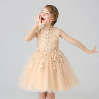 Dievča je Princezná šaty Deň Detí Narodeninovej Party Čipky Bublina sukne Letné štýl Šaty 1