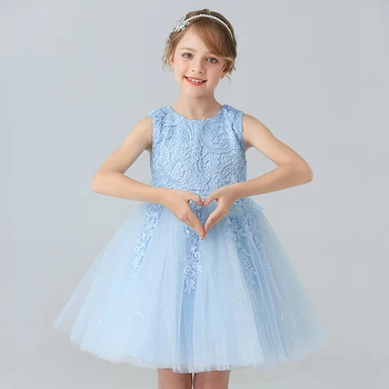 Dievča je Princezná šaty Deň Detí Narodeninovej Party Čipky Bublina sukne Letné štýl Šaty 5