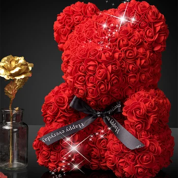 Dropshipping 25 cm/40 cm Umelé PE Kvet Medveď Rose Teddy Rose Medveď S Box Vianočné Valentine Deň matiek Darčeky Pre Ženy