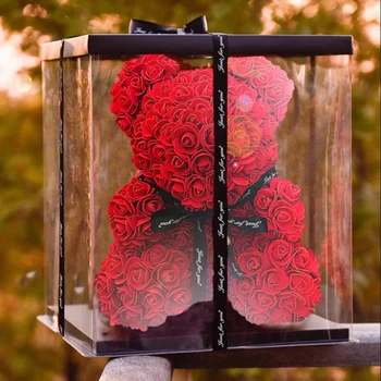 Dropshipping 25 cm/40 cm Umelé PE Kvet Medveď Rose Teddy Rose Medveď S Box Vianočné Valentine Deň matiek Darčeky Pre Ženy 4