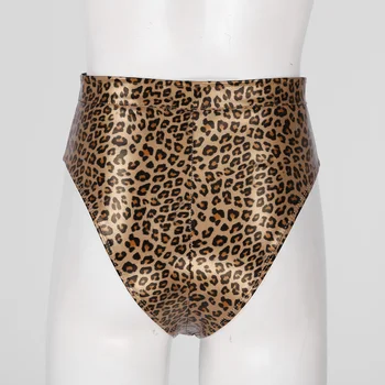 Dámske PU Kožené Leopard Sexy Clubwear High Cut Predné Zip Hore Korisť Šortky Teplé Nohavice pre Nočný Klub Strany Rave Sexy Knickers 2