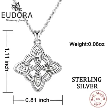Eudora 925 Sterling Silver Ženy dievča Prívesok Náhrdelník Írsky Nekonečnej Lásky Náhrdelník Sliver, Jemné šperky Pre Ženy, Najlepší Darček D200