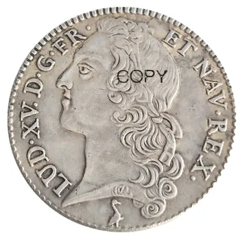 Francúzsko 1764 1/2 Ecu - Louis XV Strieborné Pozlátené Kópie Mincí
