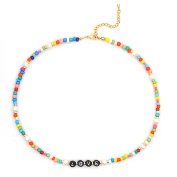 Go2Boho Reálne Sladkovodné Perly Choker Rainbow Perlové Náhrdelníky ľúbostný List Náhrdelník Pre Ženy, Ženské Módne 2021 Letné Šperky