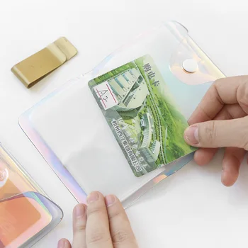Hologram Transparentné Kreditnej Karty Držiteľ Ženy Karty Prípade Organizátor Peňaženky Módne Jasné, Pvc Pas Karty Kryt 20 Bitov Karty Taška