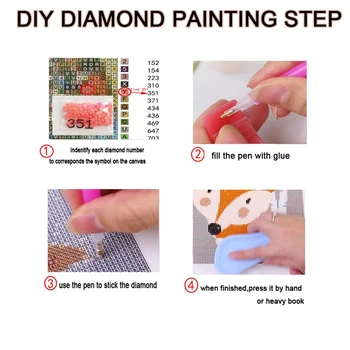 Home Decor 5D Diamond Výšivky Jeden Kus Maľovanie na Plné Kolo Vŕtať Animácie Úlohu Cross Stitch Obraz Ručne Darček Wall Art